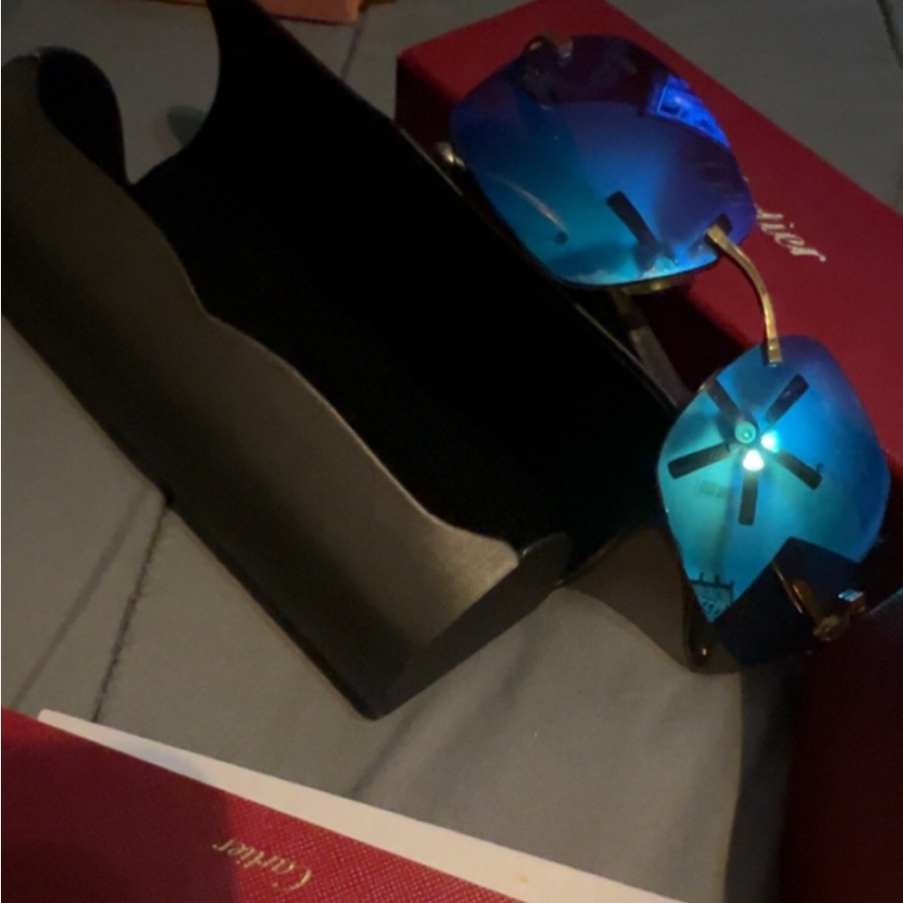 Authentic Cartier men’s sunglasses with custom blue tint